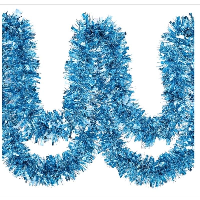Ceenna 150′ Christmas Tinsel Garland Metallic Twist Garland Shiny – Light Blue