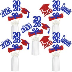 24 PCS Red Blue Class Of 2026 Graduation Centerpiece Sticks Table Decoration