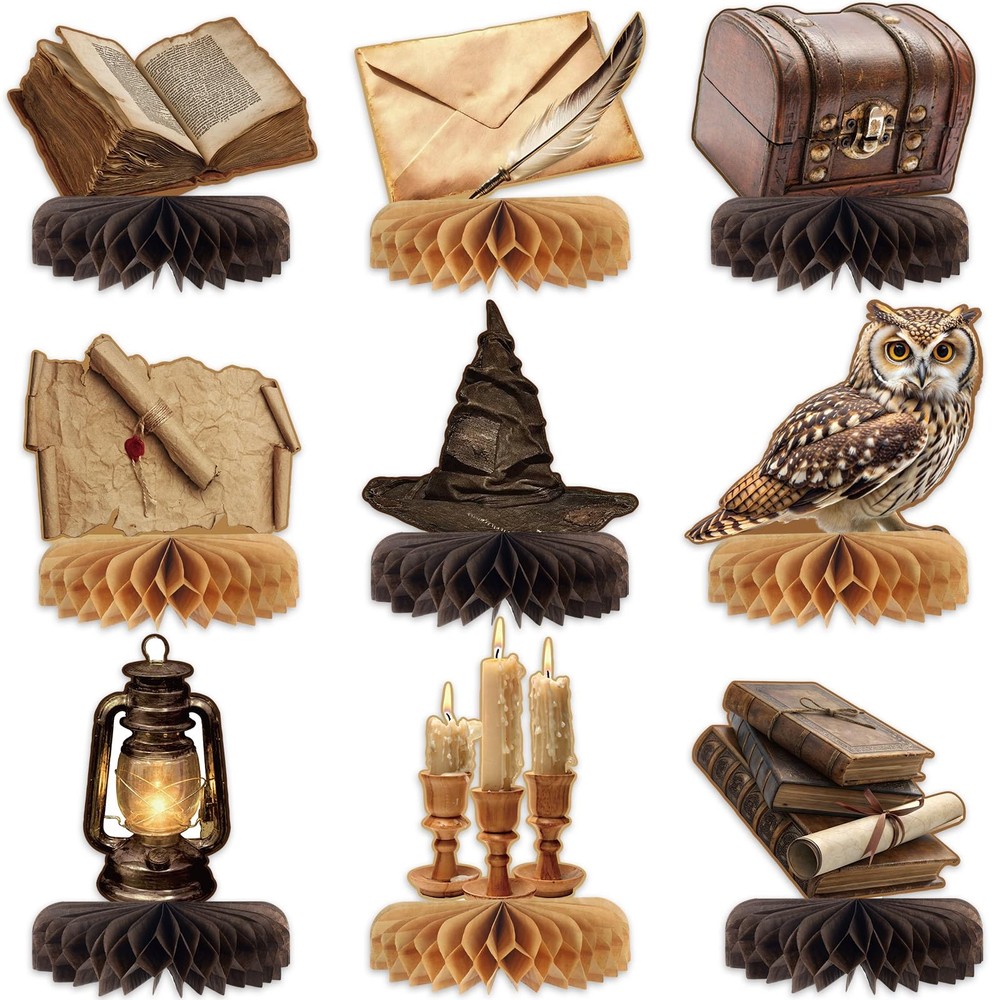9Pcs Magical Birthday Party Decorations Magic Theme Honeycomb Centerpieces Magic