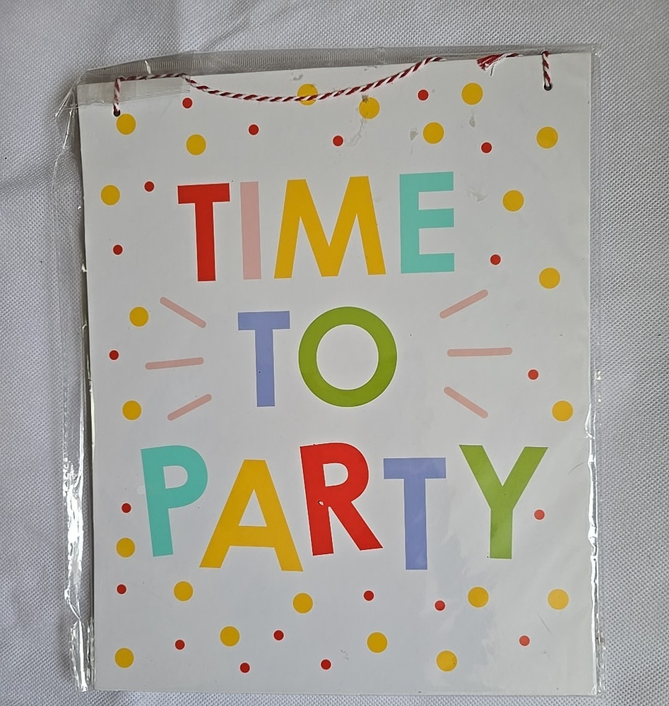 Time To Party 10×12 Cardboard Sign Colorful Wall Decor Birthday Celebration Fun