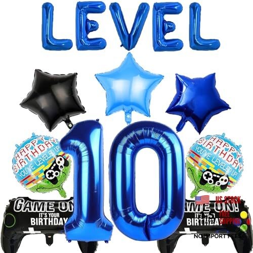 Video Games 10th Birthday Level 10 Balloons Birthday Party Balloons