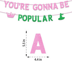 Wicked Birthday Party Decorations, You’Re Gonna Be Popular Banner, Glitter Pink