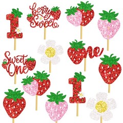 16 PCS Strawberry Sweet One Centerpiece Sticks Berry 1st Birthday Decor