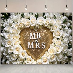 5x7FT/5x3FT Mr & Mrs Backdrop Wedding Valentine’s Day Backgrounds Photo Booths