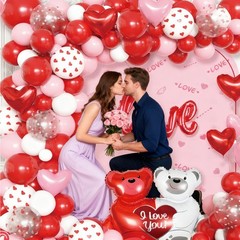 Bear & Heart Balloon Decor Set For Romantic Weddings, Birthday Parties Festivals