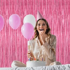 2 Pack Pink Party Decorations, 3.28 FT x 7.05 Backdrop, 2 PCS,