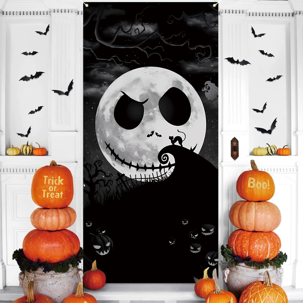 Halloween Door Cover, Halloween Front Porch Sign Banner, Christmas Xmas Holid…