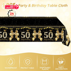41Pcs 50th Birthday Decorations for Men Women, Black Gold 50 Year Old