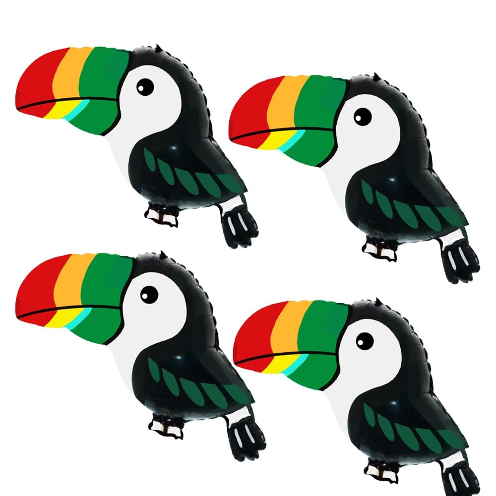 4pcs Toucan Balloons Tropical Bird Balloons For Summer Hawaiian Luau Party De…