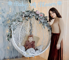 Pre-Strung Baby in Bloom Banner – Light Blue Glitter Baby in Bloom Baby Shower D