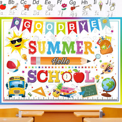 Goodbye Summer Hello School Backdrop 8X6Ft Welcome Back to School Banner Backgro