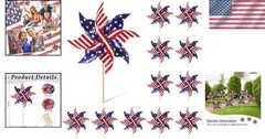 Patriotic Pinwheels Set, 12Pcs Yard and Garden Decor