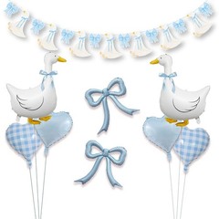 Silly Goose Party Decorations with Goose Banner, Bow & Blue Gingham Balloons,…