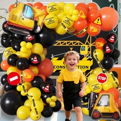 102pcs Construction Birthday Party Decorations Balloon Garland Arch Kit