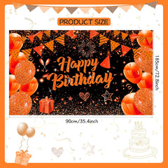 Orange Birthday Banner Decorations Large Orange Black Happy Birthday Banner Deco