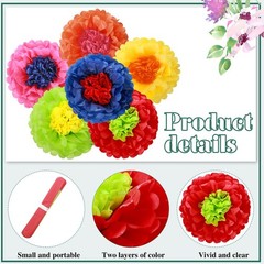 18 PCS Mexican Paper Tissue Flowers Colorful Fiesta Spring Floral Party Wall