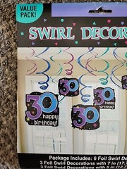 30th Birthday Swirl Decorations 12 Foil Cutouts Happy Birthday Purple Blue
