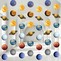 8 Pieces Space Hanging Decorations Solar System Planets Paper Garlands Outer Spa