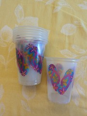 Disposable Cups 16oz Flip Flop Summer Fun Tropical Luau Party Paper 6 CT