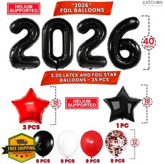 KatchOn Red Black Graduation 2026 Decorations 40 Pcs