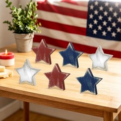 Charming Retro Wooden Star Decorations (Set of 6) for Independence Day & Beyond