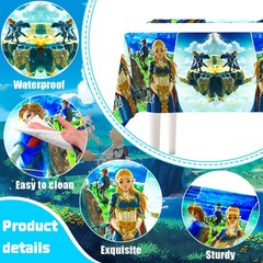 112 Pcs Zelda Party Decorations Tableware Set Napkins Backdrop Plates Banner