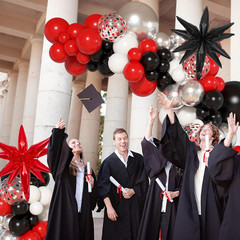 142Pcs Red and Black Balloon Garland Arch Kit, Class of 2026 Decorations Graduat