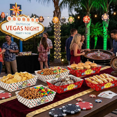 Casino Theme Party Decorations – 50 Pcs Casino Poker Paper Food Trays Disposable
