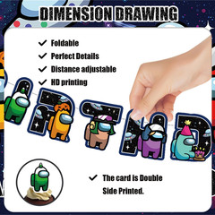 42Pcs Among Game Party Supplies Pack Includes，Banner，Cake Topper，Blackdrop,Ballo