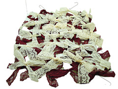 Lace Bows Christmas Wedding & Party Decorations 48 Pieces Burgundy Off White