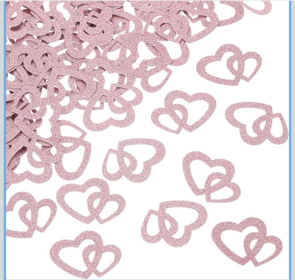 500 Pcs Rose Gold Glitter Heart Confetti – Wedding – Birthday – Valentines