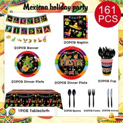 Fiesta Party Decorations Mexican Party Supplies Cinco De Mayo Tableware Plates
