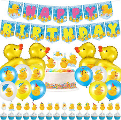 Leitee 57 Pcs Blue Duck Birthday Decorations Balloons Party Happy Birthday Banne