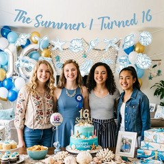 The Summer I Turned 16 Decorations – 3 Pcs Blue Coastal 16th Birthday Banner …