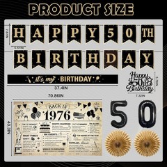 19PCS 50Th Birthday Decorations for Men Women Vintage 50Th Party Decorations Ban