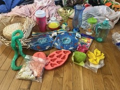 Misc. Items For Hawaiian/Luau Party/Pool, 16 Pcs, Straw Hat, Cups, Lei, Lanterns
