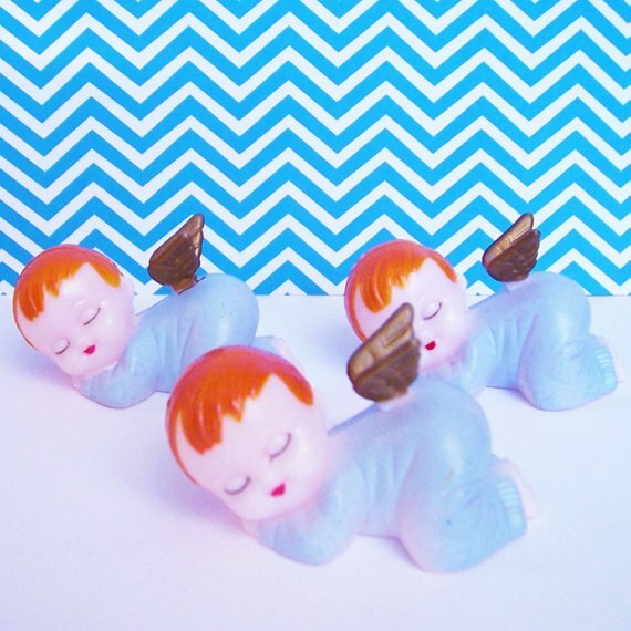 Sleeping Baby Angel Figurine in Pink & Blue – Cake Topper, Lot of 36 pc.