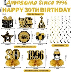 11Pcs 30Th Birthday Decorations Kit for Men Women, Black Gold Happy 30Th Birthda