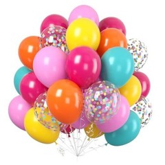 60PC Balloons Set, Colorful Balloons, 12 Inch Bright Color Yellow Rainbow