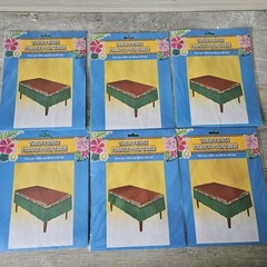 6 Pack 12X168 Inch Green Fringe Rectangle Table Skirts Tiki Beach Party Decor