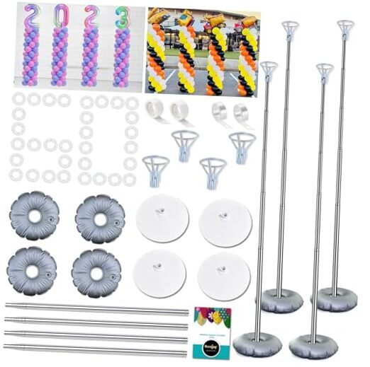 Balloon Columns Stand 7 Feet Telescoping Balloon Arches Stands with Set of 4