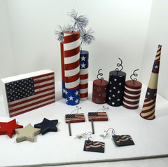 Mixed Lot of July 4th Table Decor Flags Stars Firecrackers Decorations