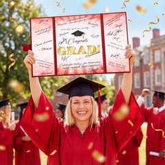 2026 Graduation Guestbook Alternative(Red & Gold), 12″ Class of 2026 Grad Card..