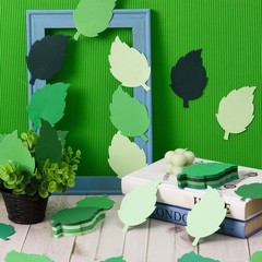 200 PCS Green 4 Inch Paper Leaf Cutouts Spring Summer Classroom Craft Decor