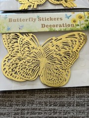 24 pcs 3D Butterfly Decorative Cutout Stickers Gold Two Styles 4 Sizes. 4” 3” 2”