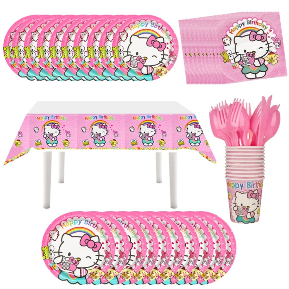 81 pcs, Hello Kitty birthday party supplies, Kitty Cat decorations 10 guests.