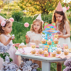 19Pcs Cartoon Cat Cupcake Stand Cat Party Decor Cute Cats Cake Toppers Doll Them