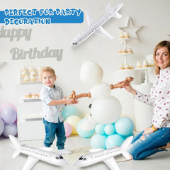 3 Pcs 40 Inch White Large Inflatable Airplane Balloon Aviation Themed Decorat…