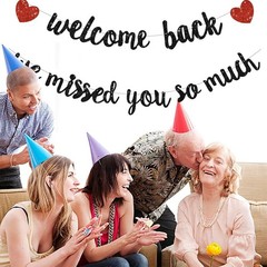 Glitter Black Welcome Back We Missed You So Much Banner,NO DIY,for Welcome Ho…