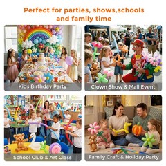 260 Twisting Balloons 100 Pcs Assorted Colors Latex Long Animal Shapes Decor